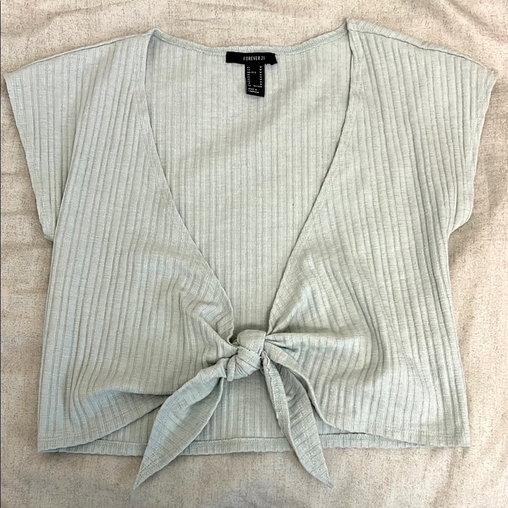 Forever 21 Pastel Teal Wrap Tie Crop Top